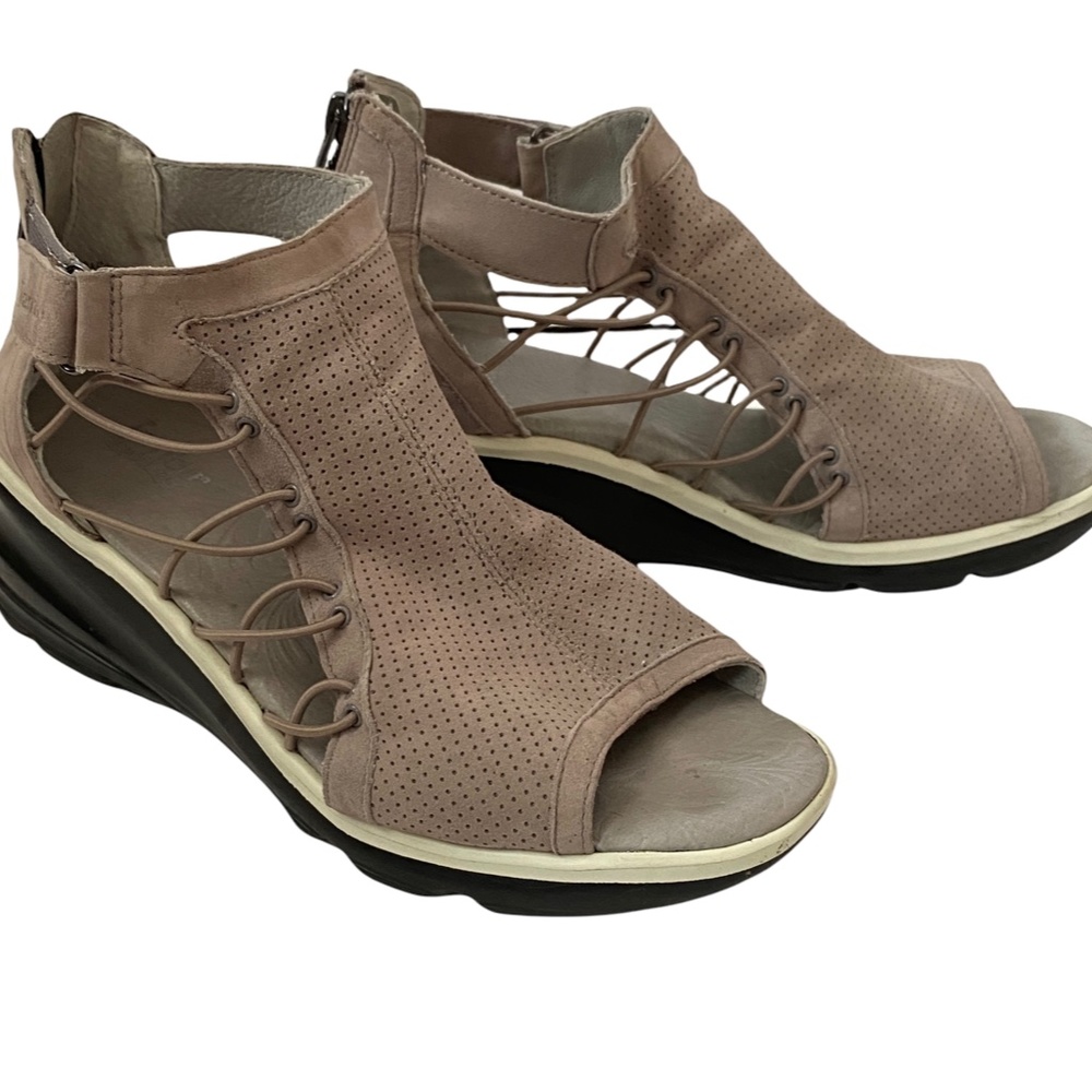 Jambu Women's Taupe Open-Toe Perforated Lace-Up Sandals